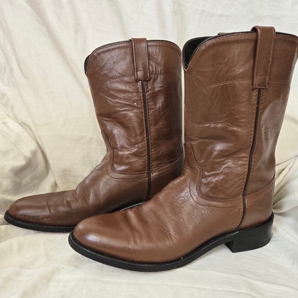 Old West Men's Size 8.5D Calf Leather Boots Brown SRM4017 *read*